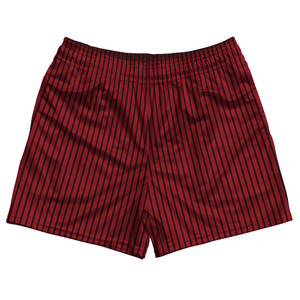 Pinstripes Rugby Shorts Made In USA - Red Cardinal and Black Pinstripes Rugby Shorts Made In USA - Red Cardinal and Black