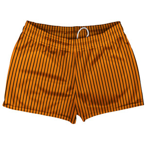 Pinstripes Shorty Short Gym Shorts 2.5" Inseam Made In USA - Orange Tennessee and Black Pinstripes Shorty Short Gym Shorts 2.5" Inseam Made In USA - Orange Tennessee and Black