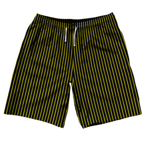 Pinstripes 10" Swim Shorts Made in USA - Black and Yellow Pinstripes 10" Swim Shorts Made in USA - Black and Yellow
