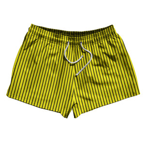 Pinstripes 2.5" Swim Shorts Made in USA - Yellow Bright and Black Pinstripes 2.5" Swim Shorts Made in USA - Yellow Bright and Black