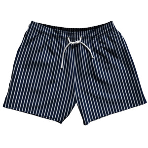 Pinstripes 5" Swim Shorts Made in USA - Blue Navy and White Pinstripes 5" Swim Shorts Made in USA - Blue Navy and White