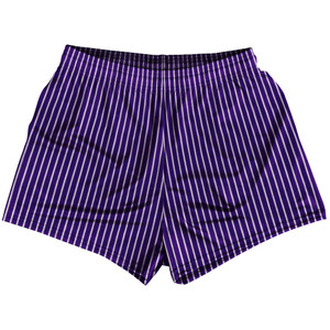 Pinstripes Womens & Girls Sport Shorts End Made In USA - Purple Lakers and White Pinstripes Womens & Girls Sport Shorts End Made In USA - Purple Lakers and White