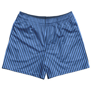Pinstripes Rugby Shorts Made In USA - Blue Carolina and Black Pinstripes Rugby Shorts Made In USA - Blue Carolina and Black
