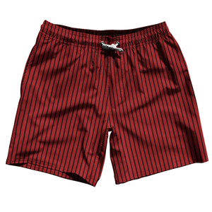 Pinstripes Swim Shorts 7" Made in USA - Red Dark and Black Pinstripes Swim Shorts 7" Made in USA - Red Dark and Black