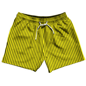 Pinstripes 5" Swim Shorts Made in USA - Yellow Bright and Black Pinstripes 5" Swim Shorts Made in USA - Yellow Bright and Black