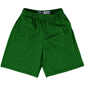Pinstripes Lacrosse Shorts Made In USA - Green Kelly and Black Pinstripes Lacrosse Shorts Made In USA - Green Kelly and Black