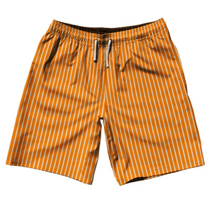 Pinstripes 10" Swim Shorts Made in USA - Orange Tennessee and White Pinstripes 10" Swim Shorts Made in USA - Orange Tennessee and White