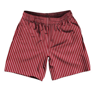 Pinstripes Soccer Shorts Made In USA - Red Cardinal and White Pinstripes Soccer Shorts Made In USA - Red Cardinal and White