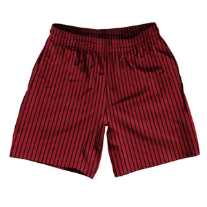 Pinstripes Soccer Shorts Made In USA - Red Cardinal and Black Pinstripes Soccer Shorts Made In USA - Red Cardinal and Black