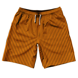 Pinstripes 10" Swim Shorts Made in USA - Orange Tennessee and Black Pinstripes 10" Swim Shorts Made in USA - Orange Tennessee and Black