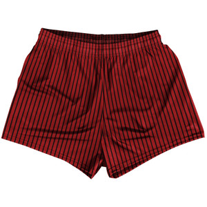 Pinstripes Womens & Girls Sport Shorts End Made In USA - Red Dark and Black Pinstripes Womens & Girls Sport Shorts End Made In USA - Red Dark and Black
