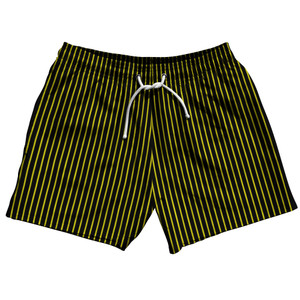 Pinstripes 5" Swim Shorts Made in USA - Black and Yellow Pinstripes 5" Swim Shorts Made in USA - Black and Yellow