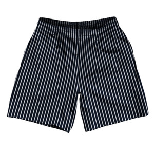 Pinstripes Soccer Shorts Made In USA - Blue Navy Almost Black and White Pinstripes Soccer Shorts Made In USA - Blue Navy Almost Black and White
