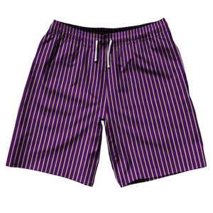 Pinstripes 10" Swim Shorts Made in USA - Purple Medium and Vegas Gold Pinstripes 10" Swim Shorts Made in USA - Purple Medium and Vegas Gold