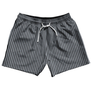 Pinstripes 5" Swim Shorts Made in USA - Grey Dark and Black