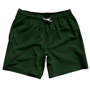 Pinstripes Swim Shorts 7" Made in USA - Green Forest and Black