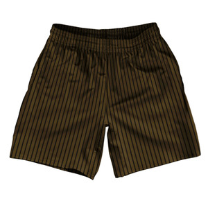 Pinstripes Soccer Shorts Made In USA - Brown Dark and Black