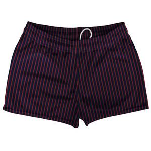 Pinstripes Shorty Short Gym Shorts 2.5" Inseam Made In USA - Blue Navy and Red Dark Pinstripes Shorty Short Gym Shorts 2.5" Inseam Made In USA - Blue Navy and Red Dark