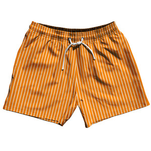 Pinstripes 5" Swim Shorts Made in USA - Orange Tennessee and White Pinstripes 5" Swim Shorts Made in USA - Orange Tennessee and White