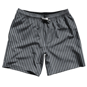 Pinstripes Swim Shorts 7" Made in USA - Grey Dark and Black