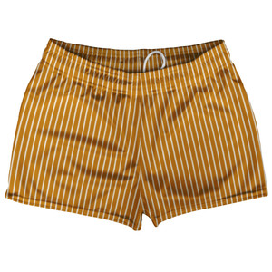 Pinstripes Shorty Short Gym Shorts 2.5" Inseam Made In USA - Orange Burnt and White Pinstripes Shorty Short Gym Shorts 2.5" Inseam Made In USA - Orange Burnt and White