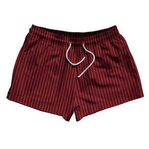 Pinstripes 2.5" Swim Shorts Made in USA - Red Cardinal and Black