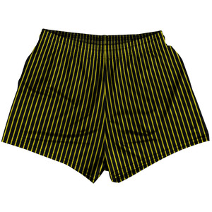 Pinstripes Womens & Girls Sport Shorts End Made In USA - Black and Yellow