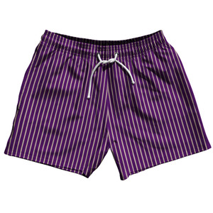 Pinstripes 5" Swim Shorts Made in USA - Purple Medium and Vegas Gold Pinstripes 5" Swim Shorts Made in USA - Purple Medium and Vegas Gold