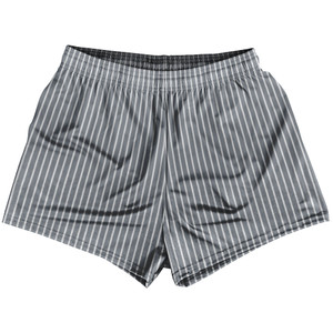Pinstripes Womens & Girls Sport Shorts End Made In USA - Grey Dark and White
