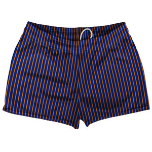 Pinstripes Shorty Short Gym Shorts 2.5" Inseam Made In USA - Blue Royal and Tennessee Orange Pinstripes Shorty Short Gym Shorts 2.5" Inseam Made In USA - Blue Royal and Tennessee Orange