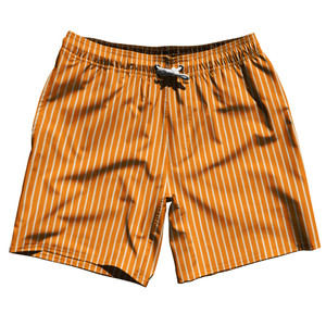 Pinstripes Swim Shorts 7" Made in USA - Orange Tennessee and White Pinstripes Swim Shorts 7" Made in USA - Orange Tennessee and White
