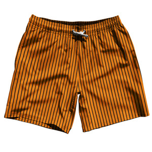 Pinstripes Swim Shorts 7" Made in USA - Orange Tennessee and Black Pinstripes Swim Shorts 7" Made in USA - Orange Tennessee and Black