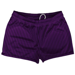 Pinstripes Shorty Short Gym Shorts 2.5" Inseam Made In USA - Purple Medium and Black Pinstripes Shorty Short Gym Shorts 2.5" Inseam Made In USA - Purple Medium and Black