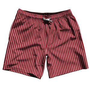 Pinstripes Swim Shorts 7" Made in USA - Red Cardinal and White Pinstripes Swim Shorts 7" Made in USA - Red Cardinal and White