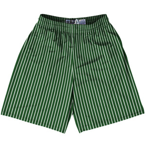 Pinstripes Lacrosse Shorts Made In USA - Green Hunter and White Pinstripes Lacrosse Shorts Made In USA - Green Hunter and White