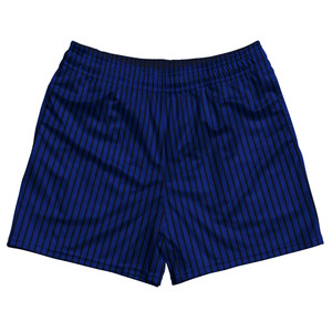 Pinstripes Rugby Shorts Made In USA - Blue Royal and Black Pinstripes Rugby Shorts Made In USA - Blue Royal and Black