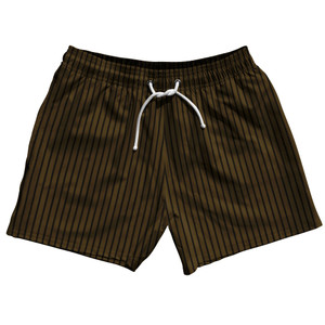 Pinstripes 5" Swim Shorts Made in USA - Brown Dark and Black Pinstripes 5" Swim Shorts Made in USA - Brown Dark and Black