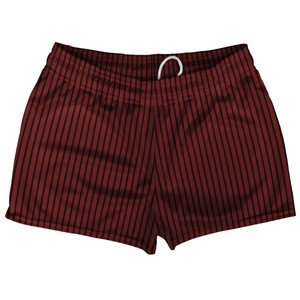 Pinstripes Shorty Short Gym Shorts 2.5" Inseam Made In USA - Red Maroon and Black Pinstripes Shorty Short Gym Shorts 2.5" Inseam Made In USA - Red Maroon and Black