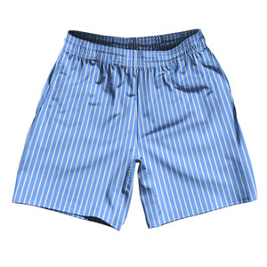 Pinstripes Soccer Shorts Made In USA - Blue Carolina and White Pinstripes Soccer Shorts Made In USA - Blue Carolina and White