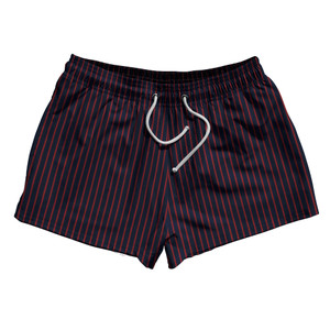 Pinstripes 2.5" Swim Shorts Made in USA - Blue Navy and Red Dark Pinstripes 2.5" Swim Shorts Made in USA - Blue Navy and Red Dark