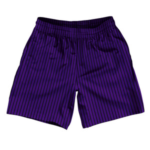 Pinstripes Athletic Running Fitness Exercise Shorts 7" Inseam Shorts Made In USA - Purple Lakers and Black Pinstripes Athletic Running Fitness Exercise Shorts 7" Inseam Shorts Made In USA - Purple Lakers and Black