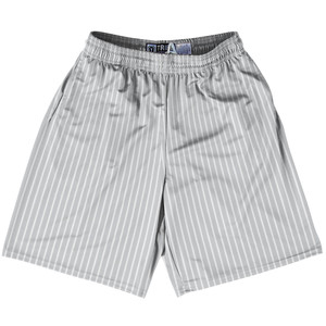Pinstripes Lacrosse Shorts Made In USA - Grey Medium and White Pinstripes Lacrosse Shorts Made In USA - Grey Medium and White
