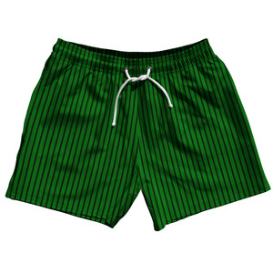 Pinstripes 5" Swim Shorts Made in USA - Green Kelly and Black Pinstripes 5" Swim Shorts Made in USA - Green Kelly and Black