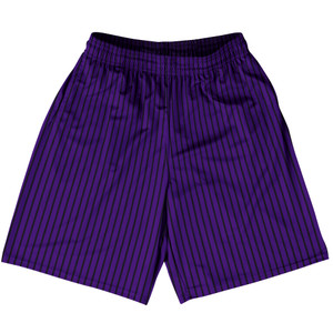 Pinstripes Basketball Practice Shorts Made In USA - Purple Lakers and Black Pinstripes Basketball Practice Shorts Made In USA - Purple Lakers and Black