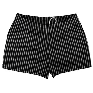 Pinstripes Shorty Short Gym Shorts 2.5" Inseam Made In USA - Black and Grey Medium Pinstripes Shorty Short Gym Shorts 2.5" Inseam Made In USA - Black and Grey Medium