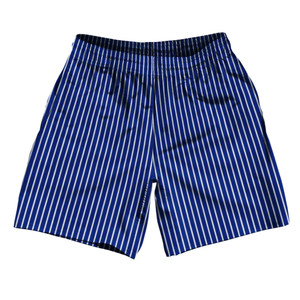 Pinstripes Soccer Shorts Made In USA - Blue Royal and White Pinstripes Soccer Shorts Made In USA - Blue Royal and White