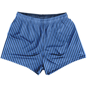 Pinstripes Womens & Girls Sport Shorts End Made In USA - Blue Carolina and Black Pinstripes Womens & Girls Sport Shorts End Made In USA - Blue Carolina and Black
