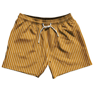 Pinstripes 5" Swim Shorts Made in USA - Orange Burnt and White Pinstripes 5" Swim Shorts Made in USA - Orange Burnt and White