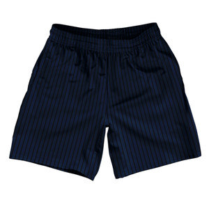 Pinstripes Athletic Running Fitness Exercise Shorts 7" Inseam Shorts Made In USA - Blue Navy and Black Pinstripes Athletic Running Fitness Exercise Shorts 7" Inseam Shorts Made In USA - Blue Navy and Black