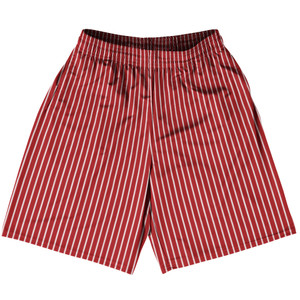 Pinstripes Basketball Practice Shorts Made In USA - Red Dark and White Pinstripes Basketball Practice Shorts Made In USA - Red Dark and White
